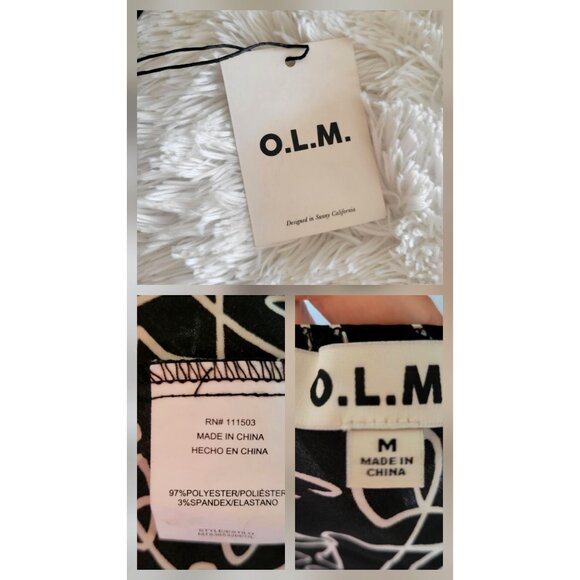 O.L.M. Black & White Abstract Print Cowl Neck Cami Top  M - Picture 8 of 8